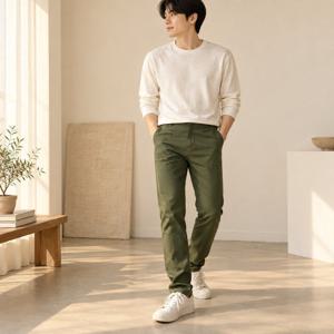 스트레이트 팬츠 데반 남성 일자 면바지 베이직 치노 간절기 하의 남성긴바지 편한바지 면팬츠