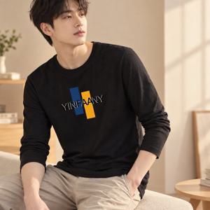 인텐션 스탠다드핏 티셔츠 라운드 긴팔티 가을 데일리 남자 스판 봄가을티 남성긴소매 롱슬리브