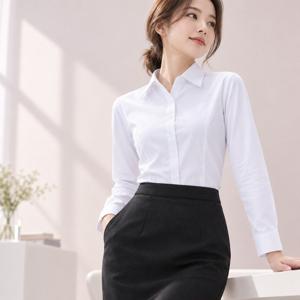 여성 블라우스 플랫카라 슬림핏 무지 솔리드 정장 오피스 셔츠 로아 베이직 슬림핏블라우스