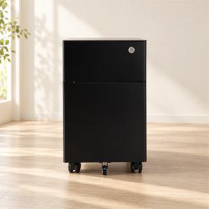블랙 라운드모서리 이동식 2단 서랍장 305