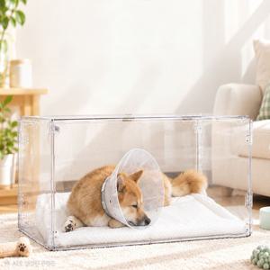 강아지 고양이 수술 후 회복기 천장있는 투명 케이지 울타리