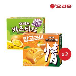 오리온 초코파이 망고라씨맛 12P 2개 + 카스타드 12p 2개