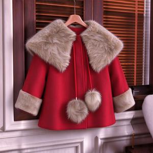 퍼 카라 폼폼 케이프 코트 R28542