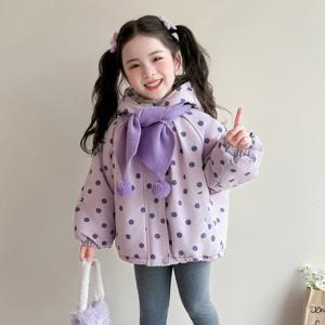 머플러 세트 도트 후드 패딩 점퍼 R28523