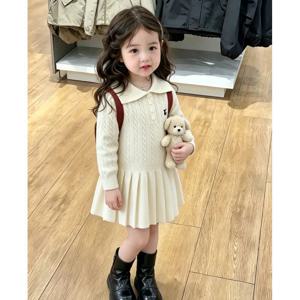 케이블 자수 니트 플리츠 원피스 R28824