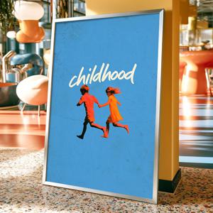childhood - 레트로 빈티지 블루 아트 포스터 액자