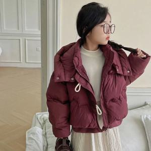 토글 버튼 하이넥 숏 패딩 점퍼 R28722