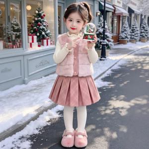 퍼 베스트 니트 플리츠 스커트 3종 셋업 R28717