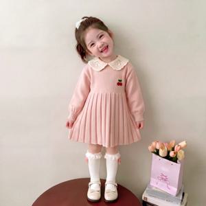 체리 자수 카라 플리츠 원피스 R28680