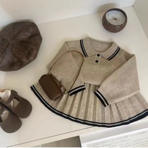 카라 니트 플리츠 스커트 셋업 R28639