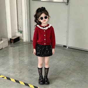 레드 크롭 니트 카디건 R28628