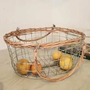 메리 라탄 손잡이 바스켓 철제 와이어 다용도 정리함