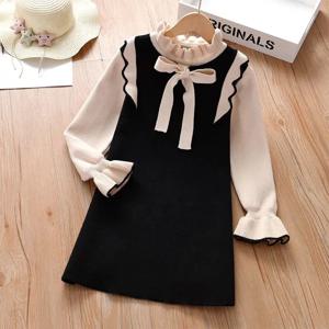 리본 타이 플레어소매 니트 원피스 R28970