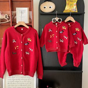 엄마랑 시밀러룩 자수 니트 카디건 아이 R28939