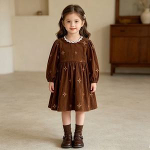 쇼콜라 자수 퍼프 코듀로이 원피스 R28930