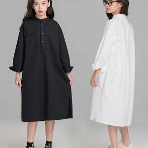 밴드카라 롱 셔츠 원피스 R29101