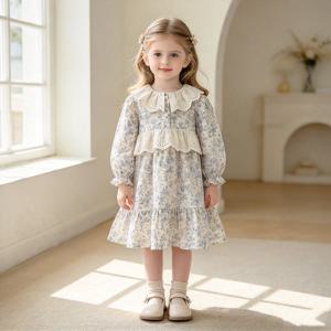 레이스 요크 블루 플로럴 원피스 R29093