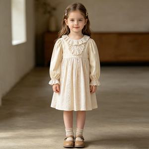 러플넥 아이보리 코튼 원피스 R29078