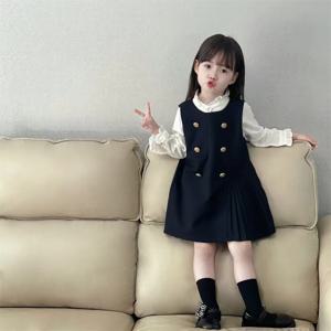 더블버튼 점퍼스커트 블라우스 세트 R29135