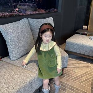 그린 점퍼스커트 러플 블라우스 세트 R29125