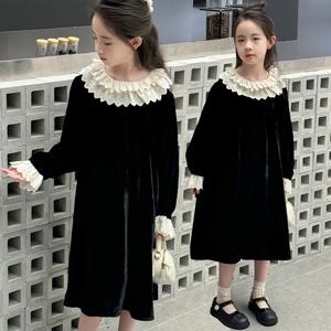 레이스카라 블랙 벨벳 롱 원피스 R29124
