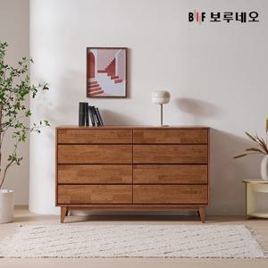 앳홈 몽베르 러버우드 원목 4단 1200 와이드 서랍장(핸드리스)