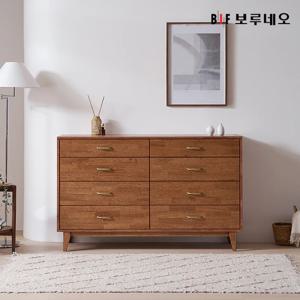 앳홈 몽베르 러버우드 원목 4단 1200 와이드 서랍장(엔틱 손잡이)