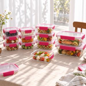비바마젠타 내열유리 반찬통 밀폐용기 풀세트 12P