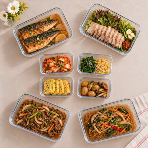 비바마젠타 내열유리 반찬통 밀폐용기 대용량 8P