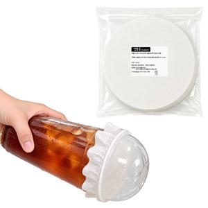 테이크아웃용 간편한 용기 컵 뚜껑 안전 포장 실링페이퍼 원형 13.5cm