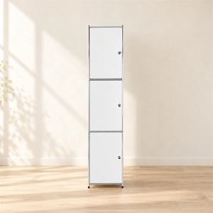 화이트 오픈선반 독립도어 3단 세로수납장 423