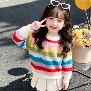 레인보우 스트라이프 기모 니트 R29398