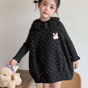 도트 버니 브로치 니트 원피스 R29389