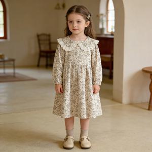 인형카라 카키 플로럴 원피스 R29246