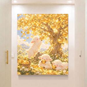 신년 양띠 행운의 양 해바라기 인테리어그림 황금사과 양세마리 캔버스액자