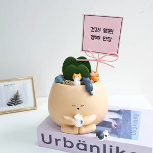 하트 하트 호야 기영이 화분 팻말 고양이1p  - 개업선물 생일 승진 퇴사 귀여운화분 선물