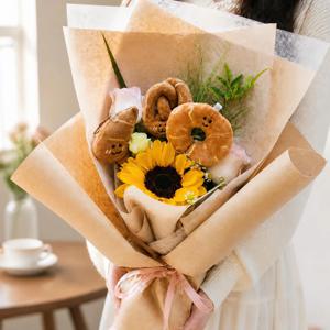 빵 꽃다발 빵 키링 3종 꽃배달 로즈데이 장미 생화 꽃다발 생일 축하 출산