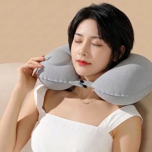 펌프 일체형 휴대용 목쿠션 여행용 에어쿠션 목베개 2개