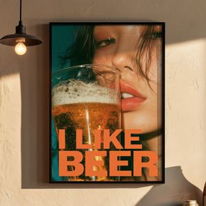 I like beer - 일본 광고 감성 맥주 아트 포스터 액자
