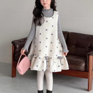 도트 리본 보아 원피스 R29654