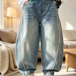 라이트 워싱 스티치 벌룬 데님 R29645