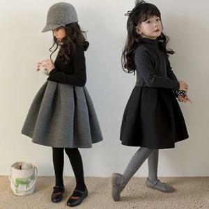 투톤 볼륨 스커트 기모 원피스 R29829