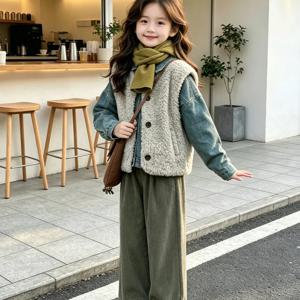양털 베스트 & 데님 재킷 3종 세트 R29966