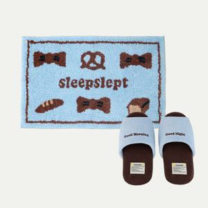 블루세트_논슬립 터프팅 러그/발매트 + 테리 룸슈즈