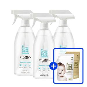 퍼펙트 에탄올 스프레이 용기형 500ml 3개(세제/유연제 각 리필 500ml 1팩 증정)