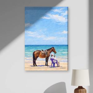 제주 에메랄드 바다 말 유화 캔버스 액자 거실 그림 풍경화