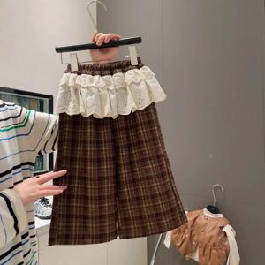 브라운 체크 레이어드 팬츠 R30144