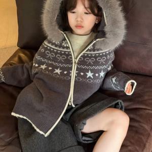 노르딕 스타 퍼 후드 니트 카디건 R29778