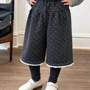 도트 레이스 헴 기모 7부 팬츠 R29754