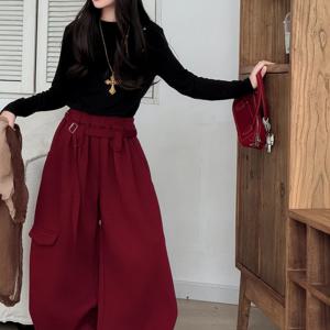 버건디 카고 벌룬 팬츠 R29721